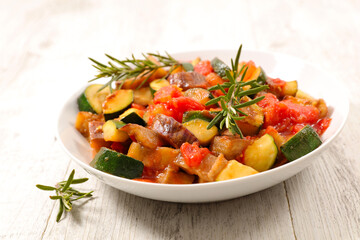 Wall Mural - fried vegetables with herbs- french ratatouille