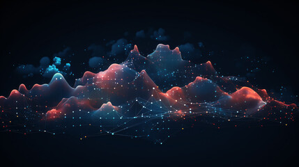 Concept of AI, Visualizing the Flow of Digital Data in Clouds, a Network of Communication and Technology, 3D Rendering
