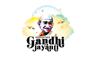 Vector typography Mahatma gandhi jayanti. India remembering and celebrating 2nd October Freedom Fighter Mahatma Gandhi birthday.