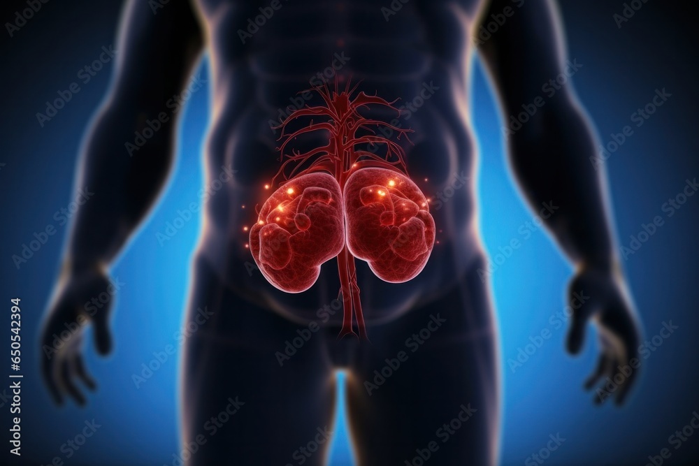 Organ Radiating Pain Medicine and healthcare concept. Body organs and pain highlighted in ...