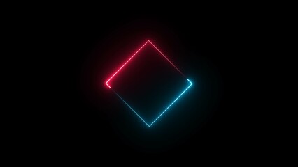 Wall Mural - abstract glowing neon rectangle frame illustration background 4k