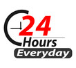 24 hours every day  with clock vector 