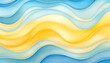 Abstract ocean wave blue yellow background for copy space text. Blue golden happy sunny cartoon pattern wave for pool party or ocean beach travel weddings . Web mobile banner wavy lines backdrop