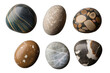 Set of pebbles isolated on transparent background