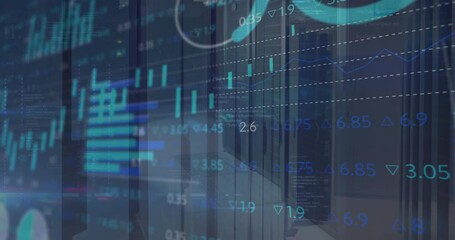 Poster - Animation of multiple graphs and trading board over data server room