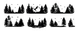 Fototapeta Fototapeta las, drzewa - forest landscape vector silhouette.forest silhouette vector