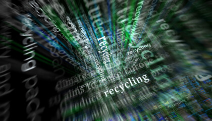 Wall Mural - Recycling environment and ecology headline titles media 3d illustration