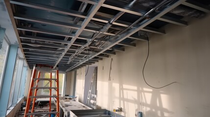 Aufkleber - Assembles profile metal frame for plasterboard ceilings.