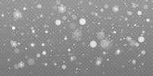 Snowfall Winter Christmas Background For Overlay Effect On Transparent Background. Vector 2024