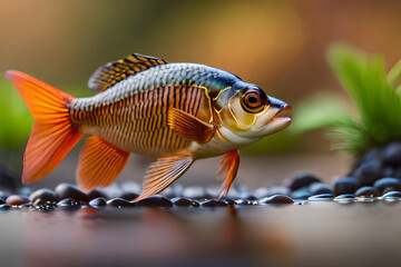 Wall Mural - fish in the water and there are also stones