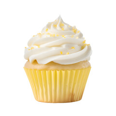 Wall Mural - front view close up of lemon zest cupcake isolated on a transparent white background