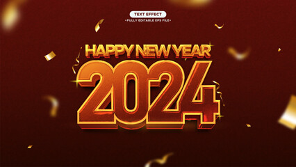 Poster - 2024 Happy New Year Movie and Realistic Style Vector Text Effect. Font and Text can change 