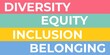 DEIB letters on colorful background. Diversity, equity, inclusion and belonging. Business strategy plan poster. Creative design. 