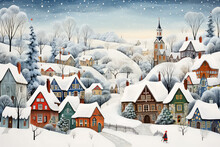 Beautiful Cozy Village In Winter