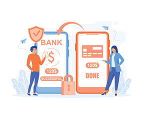 Poster - financial transactions, banking service, successful contact less payment transaction. flat vector mo