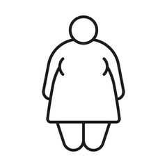 Wall Mural - Obese body of woman, fat line icon. Fat figure and big size girl. Risk diabetes. Vector illustration