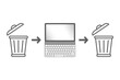 Garbage in, garbage out. GIGO, a concept in computer science. Flawed, or nonsense input data produces nonsense output. An alternative wording is rubbish in, rubbish out. Isolated illustration. Vector.