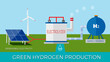 Renewable energy. and storage. Green hydrogen production plant and storage using wind  and solar power.