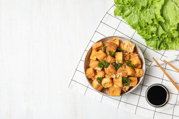Wall Mural - Fried tofu, delicious and tasty fried food, tasty food