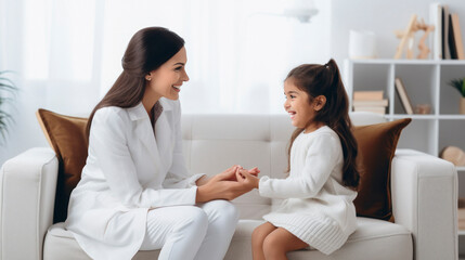 Wall Mural - Female pediatricians with little girl child.