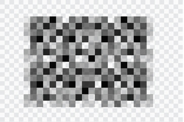 censor pixel mosaic bar, simple gray blur censure frame on transparent background