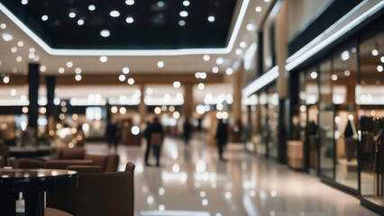 Wall Mural - Abstract blur and bokeh beautiful luxury shopping mall and department store interior for background