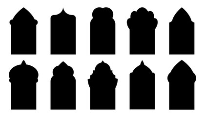 Wall Mural - Islamic, arab vector window, door icon set