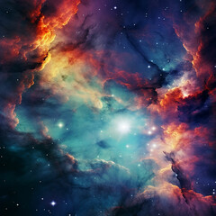 Wall Mural - HD Wallpaper of colorful space stars galaxy nebula 3D rendering Generative AI