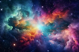 Fototapeta Fototapety kosmos - HD Wallpaper of colorful space stars galaxy nebula 3D rendering Generative AI