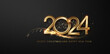 2024 New Year celebrate banner featuring dazzling and shimmering golden glitter