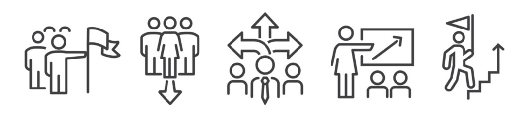 Wall Mural - Leadership and management - editable thin line icon set for web and print