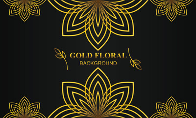 beautiful elegant gold floral background with floral and leaf ornament