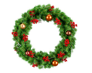 Wall Mural - Christmas wreath isolated on white background