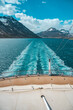 Rear view from a cruise ship on a fjord near Seydisfjordur, iceland, vertical shot