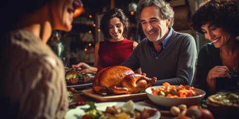 Happy family celebrate Thanksgiving day