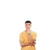 © Sumeet/peopleimages.com - Man, thinking and idea in planning, problem solving or doubt isolated on a transparent PNG background. Thoughtful or casual male person in wonder, memory or reminder for solution, mindset or ponder