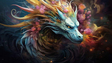 Wall Mural - dragon illustration Generative AI