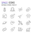 Space line icon set, astronomy collection, vector graphics, logo illustrations, space vector icons, planets signs, outline pictograms, editable stroke