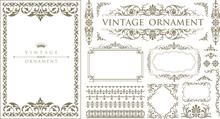 Set Of Decorative Vintage Frames And Borders Set. Vector Design. Luxury Calligraphic Swirls