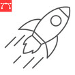 Rocket launch line icon, cosmos and startup, spaceship vector icon, vector graphics, editable stroke outline sign, eps 10.