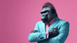 Fancy Gorilla,  advertising photography,   Pastel color palette background