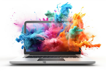 Wall Mural - Laptop on white background