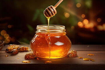 Wall Mural - jar with fresh honey