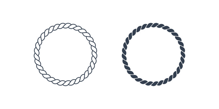 Circular Ropes with Fill and Line Style isolated on White Background. Circle Rope Symbol. Flat Vector Icon Design Template Element for Decoration.