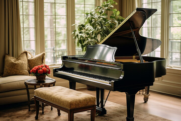 Classical piano in luxery living room