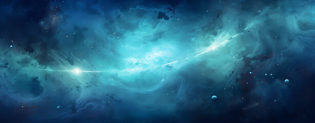 blue abstract outer space background illustration. generative ai