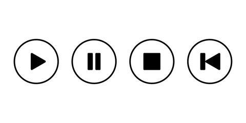 Play and Pause button icon. Media player control icon isolated on a transparent background.