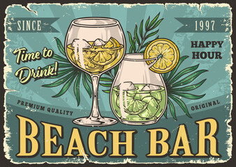 Wall Mural - Beach bar colorful vintage poster