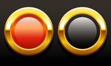 Blank Buttons. Red And Black Luxury Background With A Golden Frame.