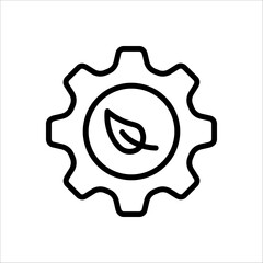 Wall Mural - Leaf and gear. Eco industry icon concept isolated on white background.